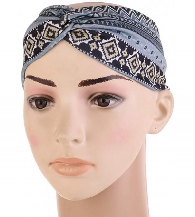Headbands Ethnic Printed Cross Wide Headbands for Women for Washing Face- Twisted Turban Elastic Hairband - CX192Y2KI0N $7.33