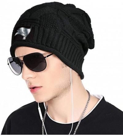Skullies & Beanies Trendy Winter Warm Beanies Hat for Mens Women's Slouchy Soft Knit Beanie Cool Knitting Caps - Black-27 - C...