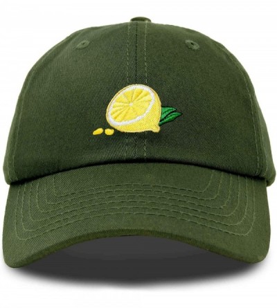 Baseball Caps Lemon Hat Baseball Cap - Olive - CW18M7WY5QM $28.18