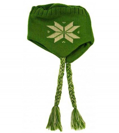 Skullies & Beanies Snowflake Tibetan Knit Hat with Tassels - Green - CX1155SABS9 $11.97