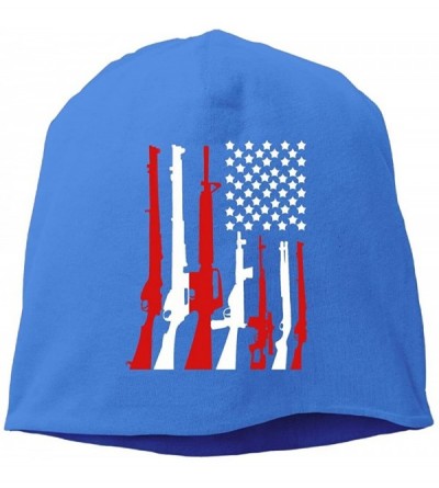 Skullies & Beanies American Flag with Machine Guns Beanies Cap for Men Women - Royalblue - C5187CRKYA3 $14.56
