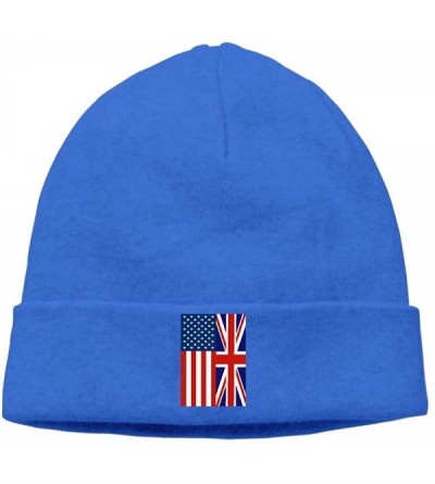 Skullies & Beanies Soft Knit Cap for Mens and Womens- British American Flag Stocking Cap - Royalblue - CO18K5WRWR5 $10.13