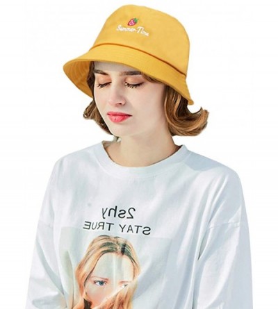 Bucket Hats Fashion Fruit Bucket Hat for Women Trendy Strawberry Painted Foldable Summer Cotton Fisherman Sun Caps - CI18RXY3...