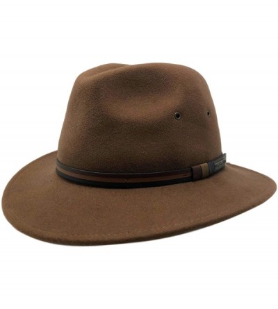 Fedoras One Fresh Hat Men's Crushable Safari Water Repellent Hat with Leather Band - Pecan - C118QI4YOAA $79.70