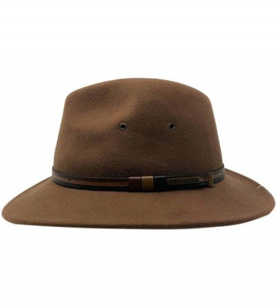 Fedoras One Fresh Hat Men's Crushable Safari Water Repellent Hat with Leather Band - Pecan - C118QI4YOAA $49.13
