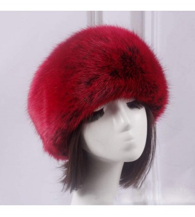 Skullies & Beanies Women's Faux Fur Headband Soft Winter Cossack Russion Style Hat Cap - Red - CU18L8IY72R $14.04