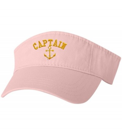 Visors Adult Captain with Anchor Embroidered Visor Dad Hat - Pink - CL184IIQTX7 $44.89