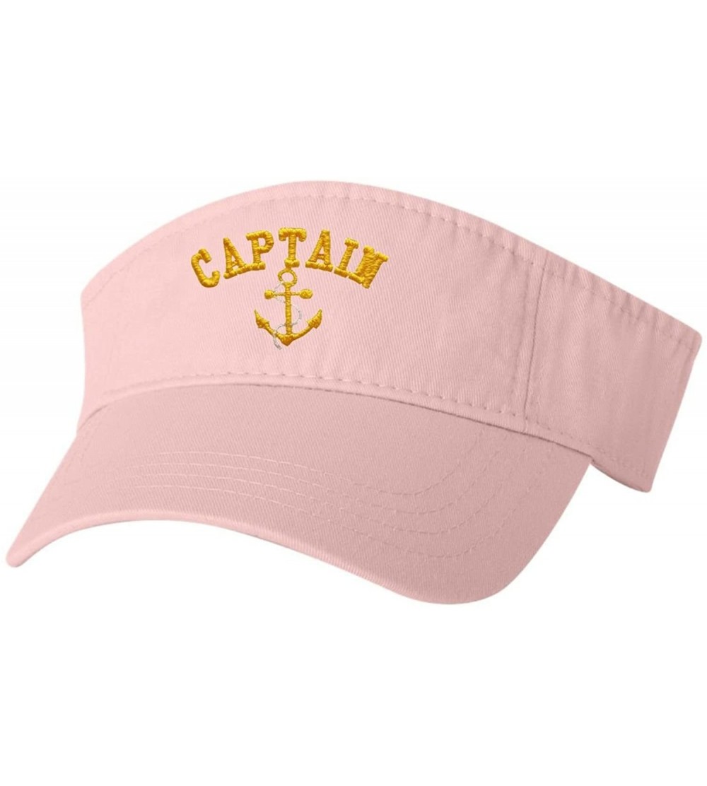 Visors Adult Captain with Anchor Embroidered Visor Dad Hat - Pink - CL184IIQTX7 $26.69