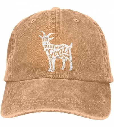 Baseball Caps Life is Better with Goats Around Unisex Fashion Cotton Adjustable Baseball Cap Washed Hat - Natural - CE18ROU2S...