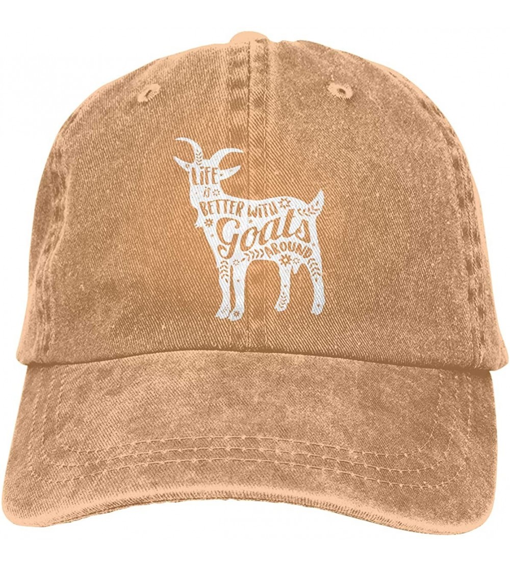 Baseball Caps Life is Better with Goats Around Unisex Fashion Cotton Adjustable Baseball Cap Washed Hat - Natural - CE18ROU2S...