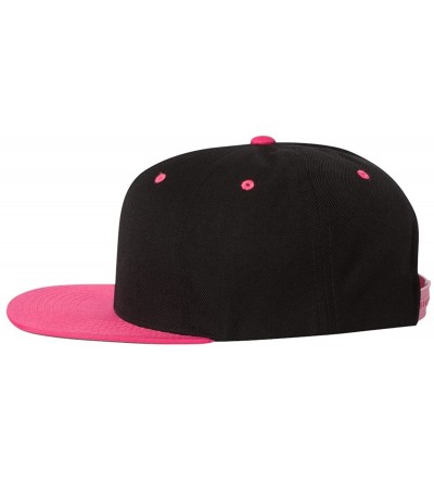 Baseball Caps Flexfit 6 Panel Premium Classic Snapback Hat Cap - Black/Neon Pink - CN12D6KE1WP $7.42