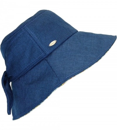 Sun Hats Women's Wide Brim Lined Bucket Sun Hat w/Bow- Packable and Crushable- UPF 50+ - Blue - CI12DZT7C87 $11.56