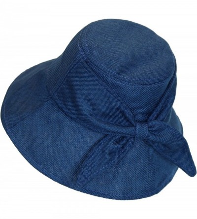 Sun Hats Women's Wide Brim Lined Bucket Sun Hat w/Bow- Packable and Crushable- UPF 50+ - Blue - CI12DZT7C87 $11.56
