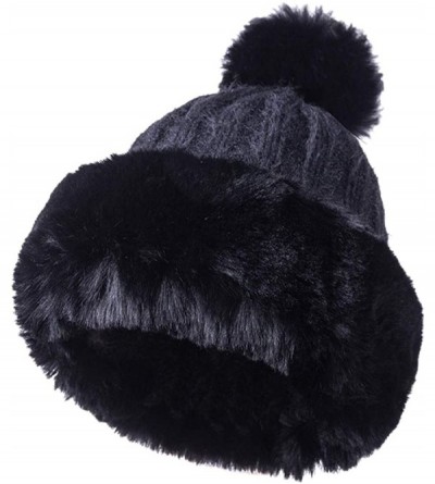 Skullies & Beanies Winter Warm Mongolian Hat Women Russian Style Hat Snowflake Pompom Ski Cap - Black - CJ18L56RDUT $29.25