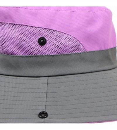 Sun Hats Womens Outdoor Sun Hat UV Protection Foldable Mesh Wide Brim Summer Beach Fishing Cap - Purple - CX18TNH4G05 $11.34