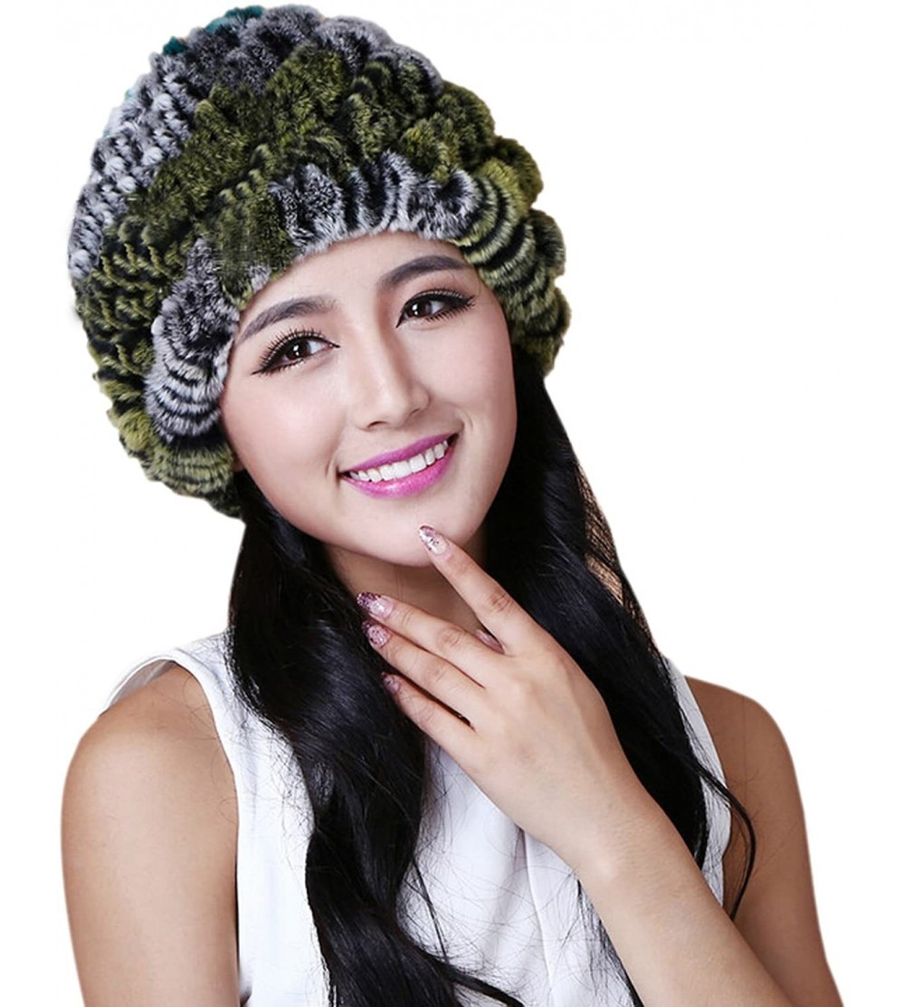 Skullies & Beanies Thicken Rex Rabbit Fur Knit Beanie Hats Multicolor - Colorful6 - C2126HY74H1 $35.58