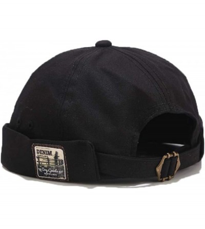 Skullies & Beanies Men Hats Docker Cap Hats Beanie Sailor Cap Worker Hat Rolled Cuff Retro Brimless Hat with Adjustable - CK1...