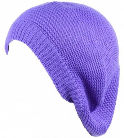 Berets JTL Beret Beanie Hat for Women Fashion Light Weight Knit Solid Color - Purple - CG18QHKXZ4N $8.15