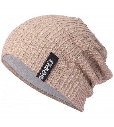 Skullies & Beanies 2019- Fashion Hat Unisex Knit Cap Hedging Head Hat Beanie Cap Warm Outdoor Hat - Khaki - CP188IWRX4U $7.58