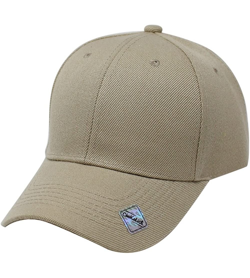 Baseball Caps Baseball Hat Adjustable Blank Cap Mid Profile Structured Baseball Cap - Ball Cap Khaki - C018052HGOY $13.14
