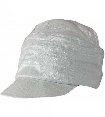 Newsboy Caps White Metallic Pleated Soft Newsboy Cap Hat - CM11230L13R $14.10