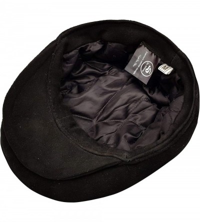 Newsboy Caps Leather Hats for Men - Leather Beret Ivy Cap Flat Hat Driving Cap - Leather Newsboy Hats for Men - Black Suede -...