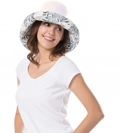 Sun Hats Women Wide Brim Sun Hats Foldable UPF 50+ Sun Protective Bucket Hat - Leaf Beige - CW196SC00WA $12.49