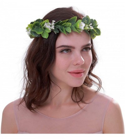 Headbands Christmas Wedding Flower Crown Boho Bridal Flower Wreath Babies Breath Hair Crown Headpiece - Green-5 - CO18A6Z7CCO...