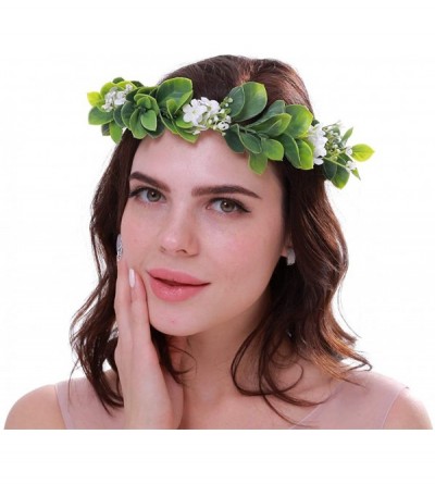 Headbands Christmas Wedding Flower Crown Boho Bridal Flower Wreath Babies Breath Hair Crown Headpiece - Green-5 - CO18A6Z7CCO...