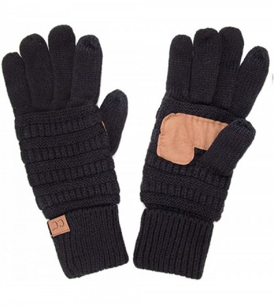 Skullies & Beanies 3pc Set Trendy Warm Chunky Soft Stretch Cable Knit Beanie Scarves Gloves Set - Black - CC187GNMWXT $48.83