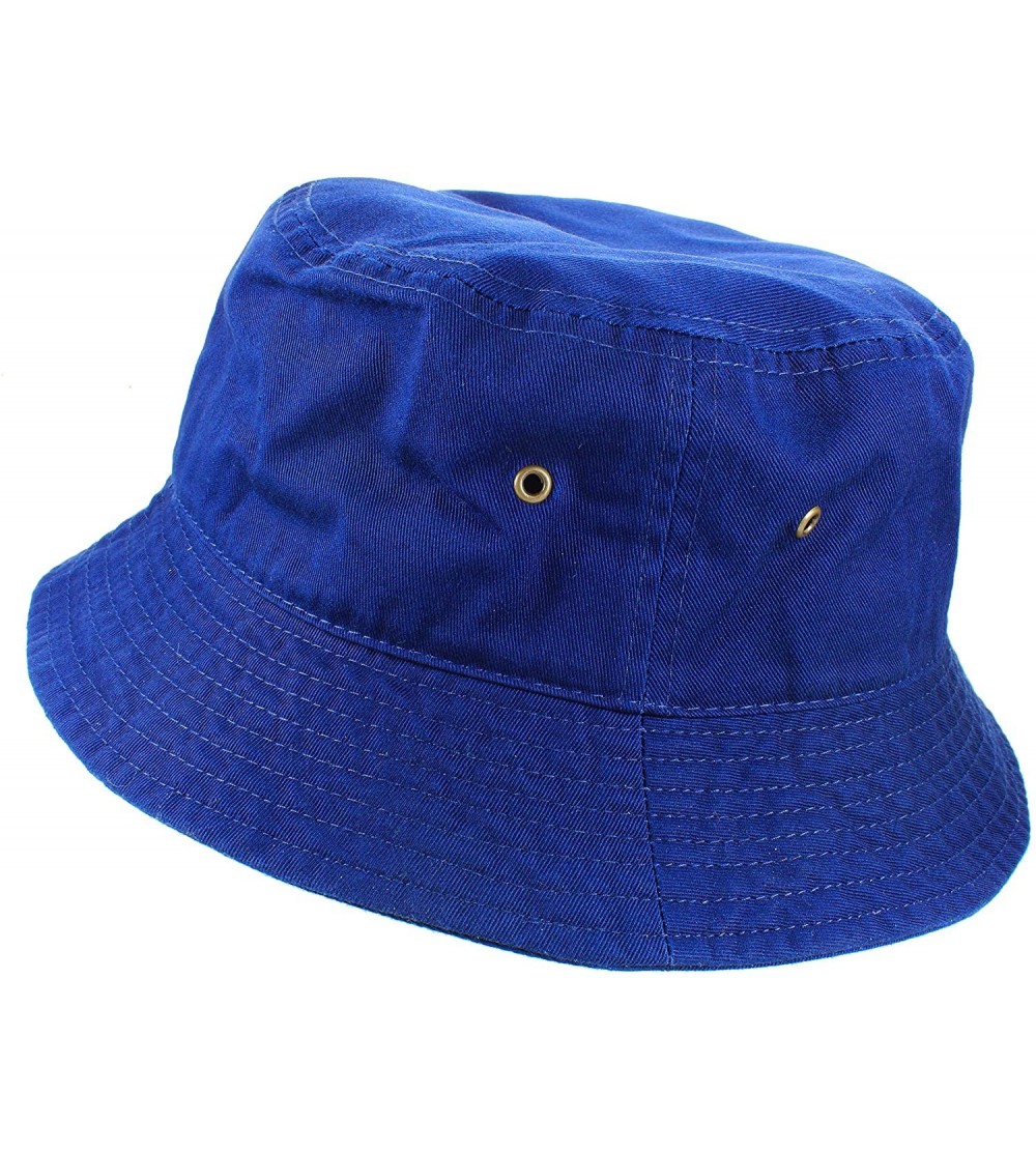 Bucket Hats 100% Cotton Packable Fishing Hunting Summer Travel Bucket Cap Hat - Royal Blue - C518DONEILK $17.20