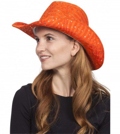 Cowboy Hats Glitter Sequin Trim Cowboy Hat - Orange - CN11TBC2NN7 $48.17