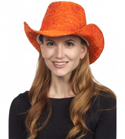 Cowboy Hats Glitter Sequin Trim Cowboy Hat - Orange - CN11TBC2NN7 $24.38