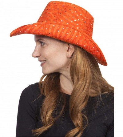 Cowboy Hats Glitter Sequin Trim Cowboy Hat - Orange - CN11TBC2NN7 $24.38
