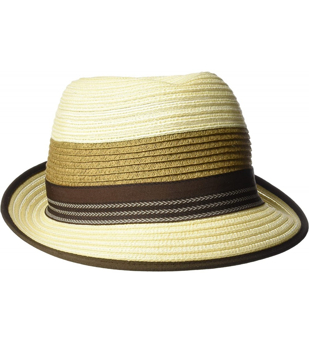 Fedoras Men's Crushable Braided Strips Fedora with Contrasting Loop Band - Bone - CR12H9AL5UN $34.31