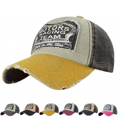 Baseball Caps Vintage Washed Denim Baseball Cap Classic Cotton Dad Hat Adjustable Plain - Yellow - CQ18DKQO245 $8.27