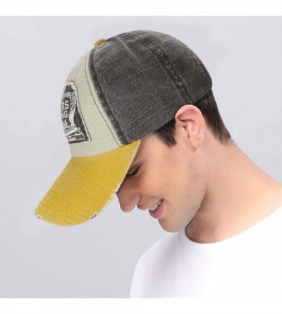 Baseball Caps Vintage Washed Denim Baseball Cap Classic Cotton Dad Hat Adjustable Plain - Yellow - CQ18DKQO245 $8.27
