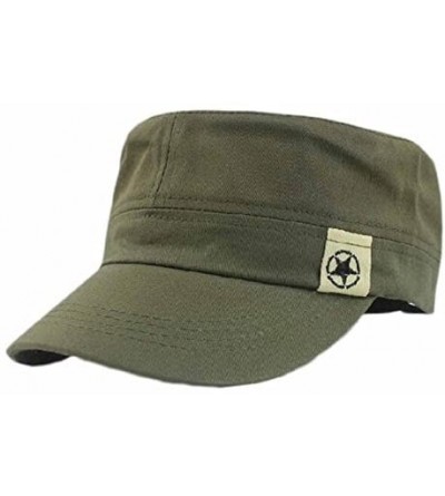 Baseball Caps Unisex Flat Roof Cotton Military Hat Sun Protection Visor Cadet Patrol Bush Hat Baseball Cap - Army Green - CR1...