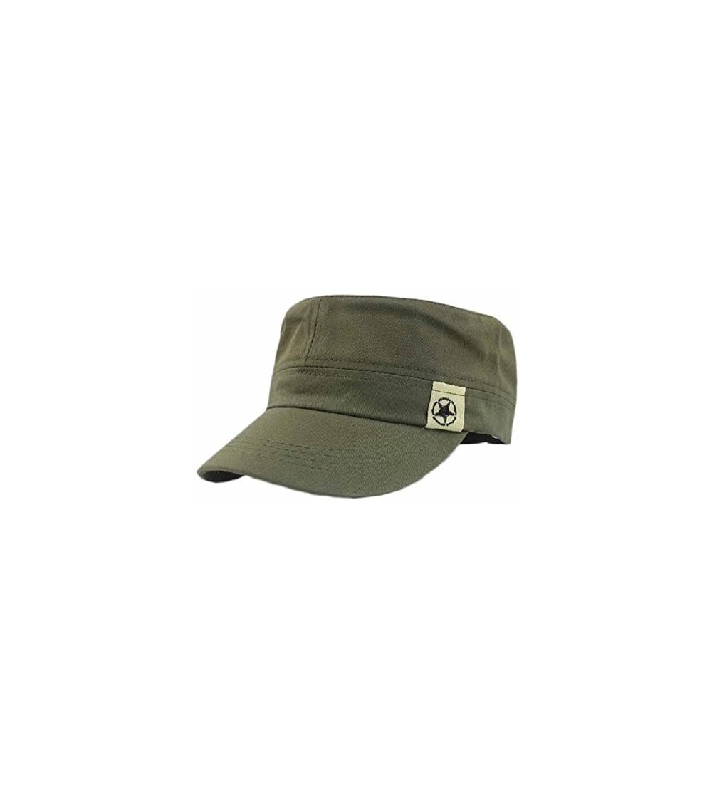 Baseball Caps Unisex Flat Roof Cotton Military Hat Sun Protection Visor Cadet Patrol Bush Hat Baseball Cap - Army Green - CR1...