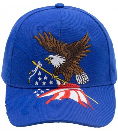 Baseball Caps American Flag USA Eagle Baseball Cap 3D Embroidery Hats for Men Women - Blue - CJ18TSZUYYQ $11.10