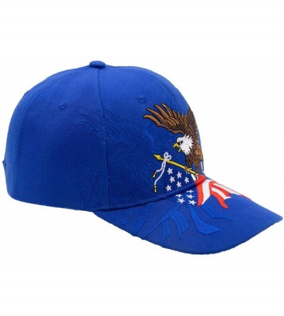 Baseball Caps American Flag USA Eagle Baseball Cap 3D Embroidery Hats for Men Women - Blue - CJ18TSZUYYQ $11.10