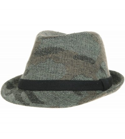 Fedoras Camouflage Fedora Hat Wool Felt Trilby Banded SL6450 - Green - CX12MUEMB8J $60.52