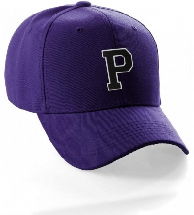 Baseball Caps Classic Baseball Hat Custom A to Z Initial Team Letter- Purple Cap White Black - Letter P - CK18NXUU9OR $13.10