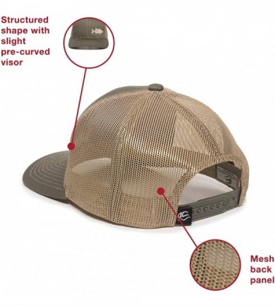 Baseball Caps Fish Silhouettes Trucker Hat - Adjustable Baseball Cap w/Snapback Closure - Bass (Olive W/ Tan Mesh) - CU18L9WE...