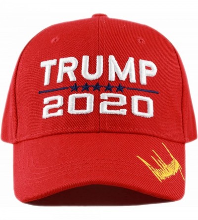 Baseball Caps Trump 2020 President Keep America Great Flag Cotton 3D Cap - 2020 Trump - Red - CR18ZASYOHO $19.52