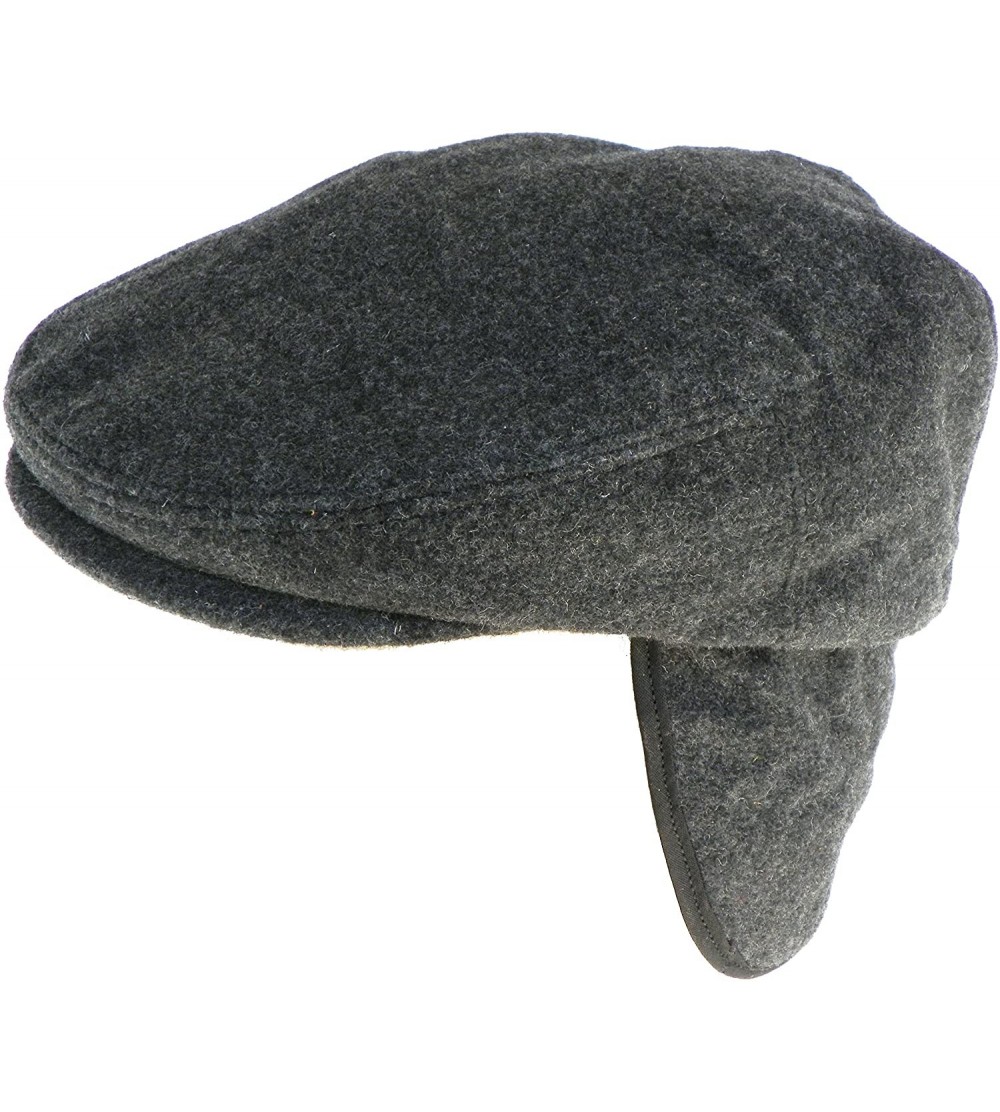 Newsboy Caps Made in USA Herringbone or Solid Ear Flap Ivy Cap Winter Hat 100% Wool - Charcoal - CC12NSS5KOJ $40.15