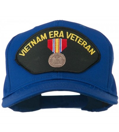 Baseball Caps Vietnam ERA Veteran Patched Solid Cotton Twill Cap - Royal - CU11QLM64PX $17.49