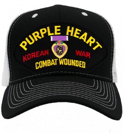 Baseball Caps Purple Heart - Korean War Veteran Hat/Ballcap Adjustable-Back One Size Fits Most - Mesh-back Black & White - C9...