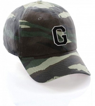 Baseball Caps Customized Letter Intial Baseball Hat A to Z Team Colors- Camo Cap White Black - Letter G - CZ18NKU798U $27.98