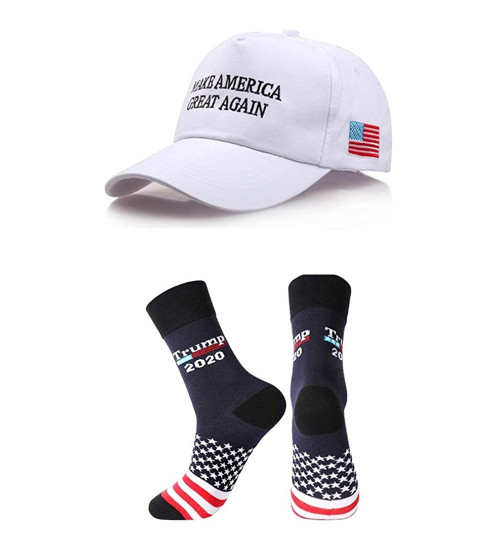 Baseball Caps Donald Trump Make America Great Again Hat MAGA USA Cap with 2020 Socks - D White Hat + 2020 Blue Socks - CR18QK...